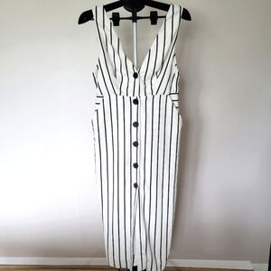 Topshop Ivory Black Stripe Pinafore Midi Dress NWT Sz 6